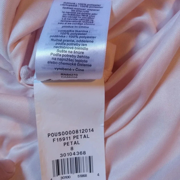 David's Bridal Illusion Short Sleeve Mesh Dress Size 8 Petal Pink - Picture 7 of 9